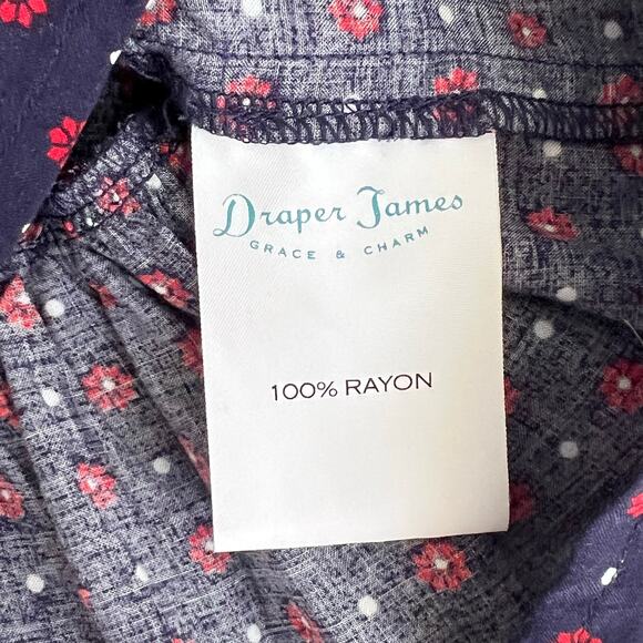 Draper James Navy Floral Polka Dot Ruffle Hem Dress Women’s Medium Retail $125 - Picture 9 of 10